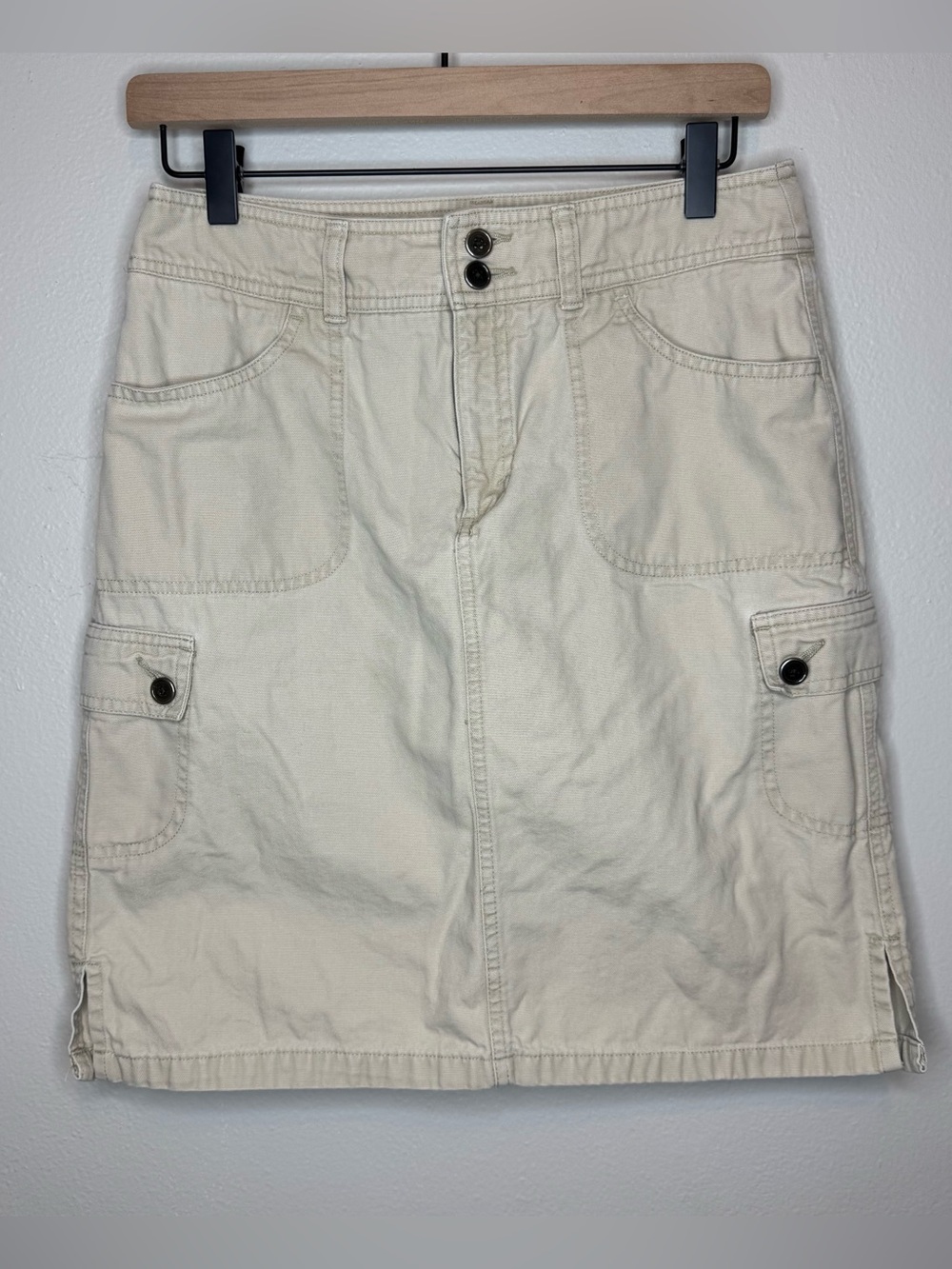 Vintage Eddie Bauer Khaki Cargo Mini Skirt Tan Utility Gorpcore Y2K Size 6